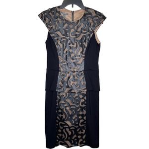 Muse Women's Dress Cocktail Peplum Leather Lace W/ Detachable Skirt Black Sz.‎ 6